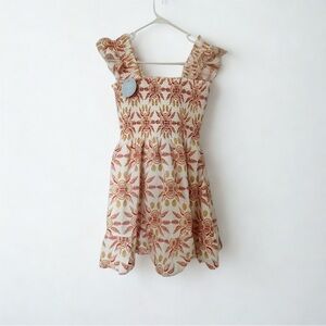 NWT HILL HOUSE ELIZABETH NAP DRESS Orange Shell Mosaic Cotton Sz small